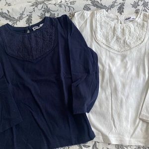 2 long sleeves shirts, Gémo, 3y (1 white - 1 dark blue)